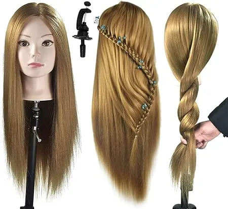 26-28 Golden Mannequin Head Professional Cosmetology Manikin Head for Hairdressers